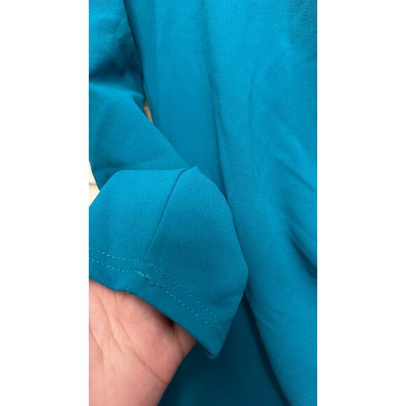 Tahari ASL Side Knot Long Sleeve Knit Dress in Peacock Blue SIZE 8 - Picture 3 of 5
